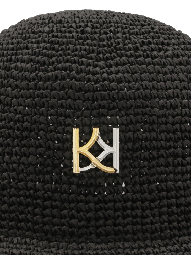 Cappello di paglia nero con monogramma LAGUNA