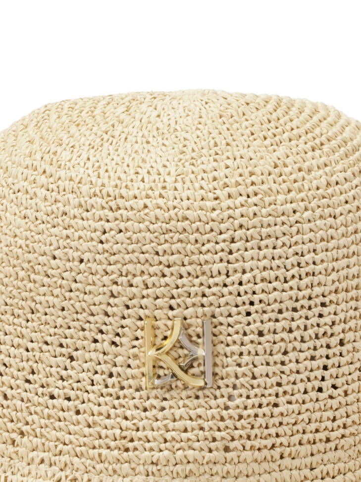 Cappello di paglia beige con monogramma LAGUNA