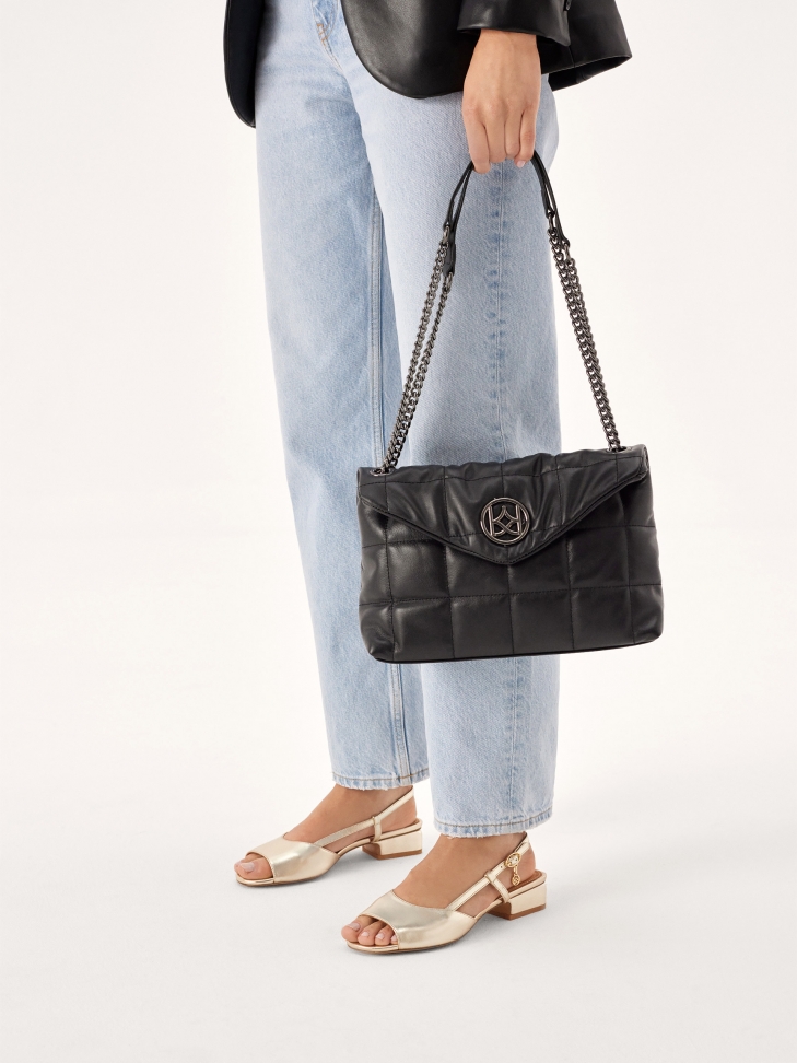 Borsa in pelle trapuntata con patta DIVA S