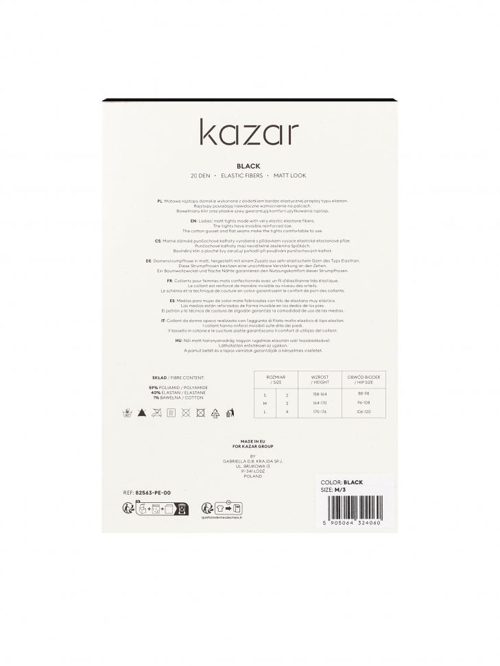 Collant nero liscio opaco 20 DEN NETTIE