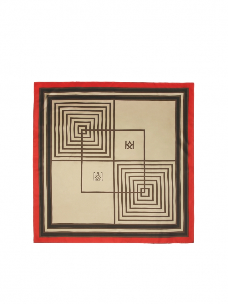 Sciarpa di seta beige e marrone NOME