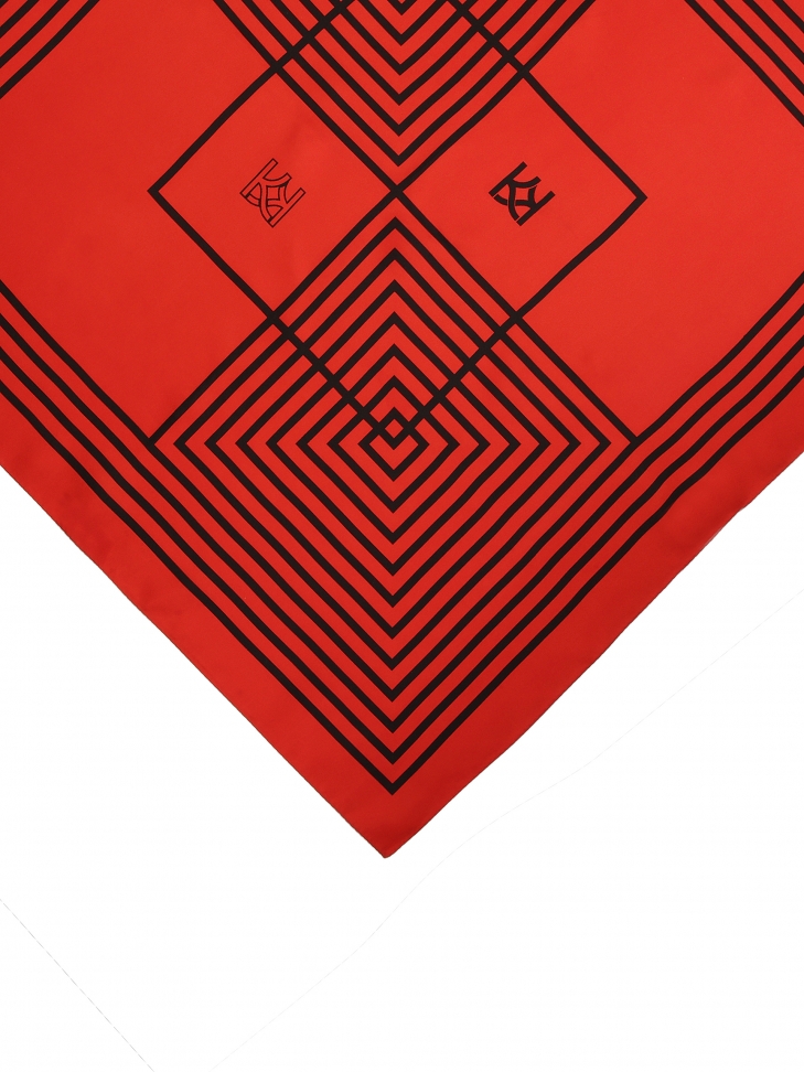 Sciarpa di seta rossa con monogramma KAZAR NOME