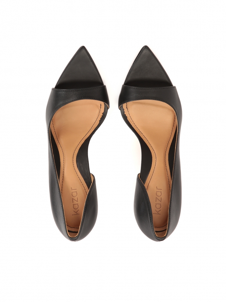 Décolleté peep toe nere con naso a punta IRINA