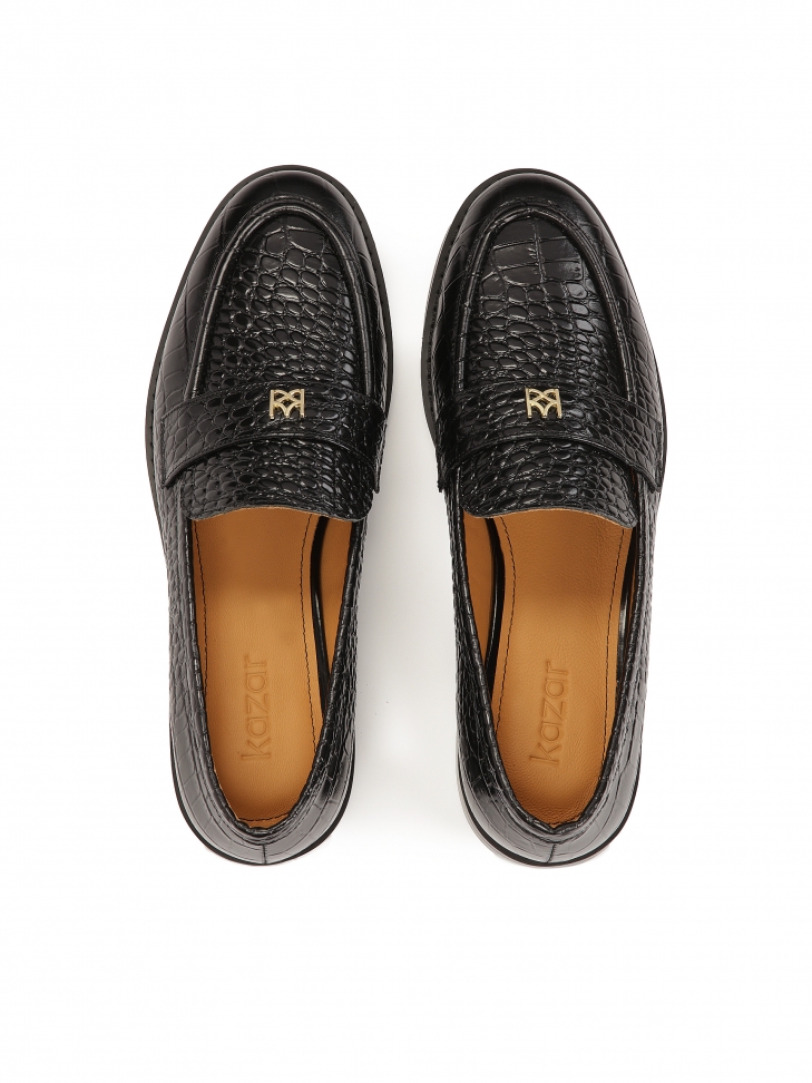 Mocassini classici neri in pelle goffrata IVESDALE