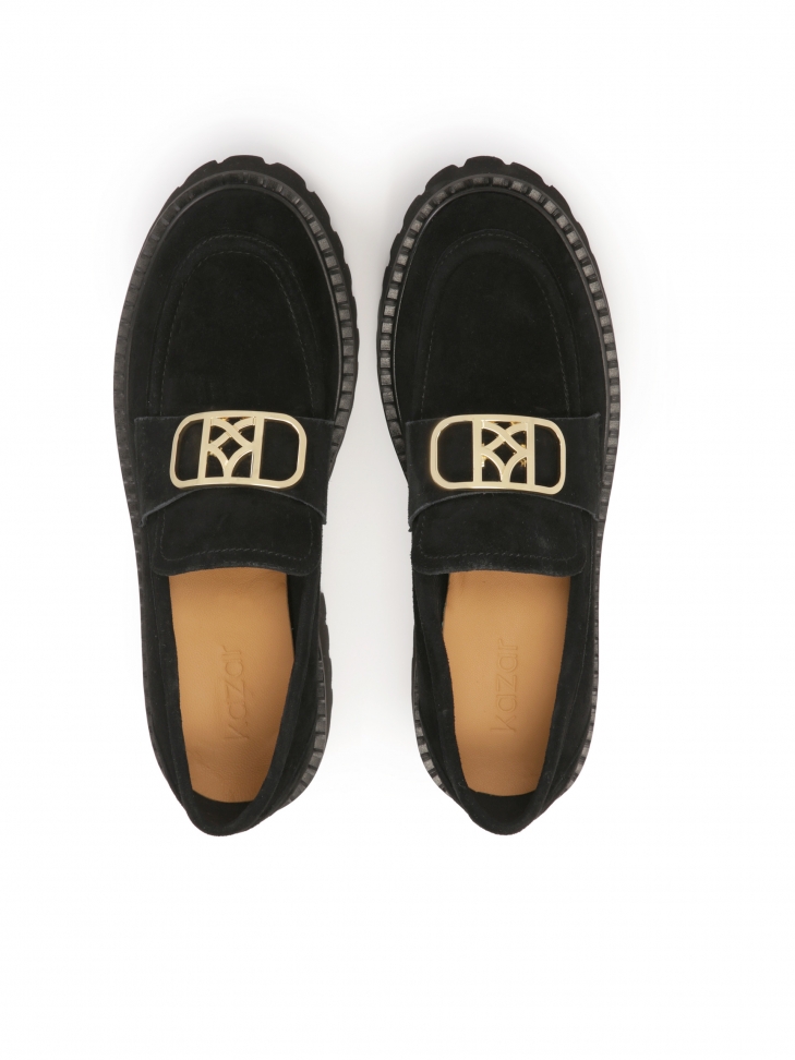 Scarpe in pelle scamosciata nera con grande monogramma ESSEN