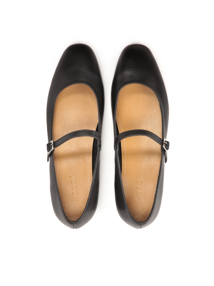 Décolleté nere con tacco piatto e chiusura a strappo BLACK