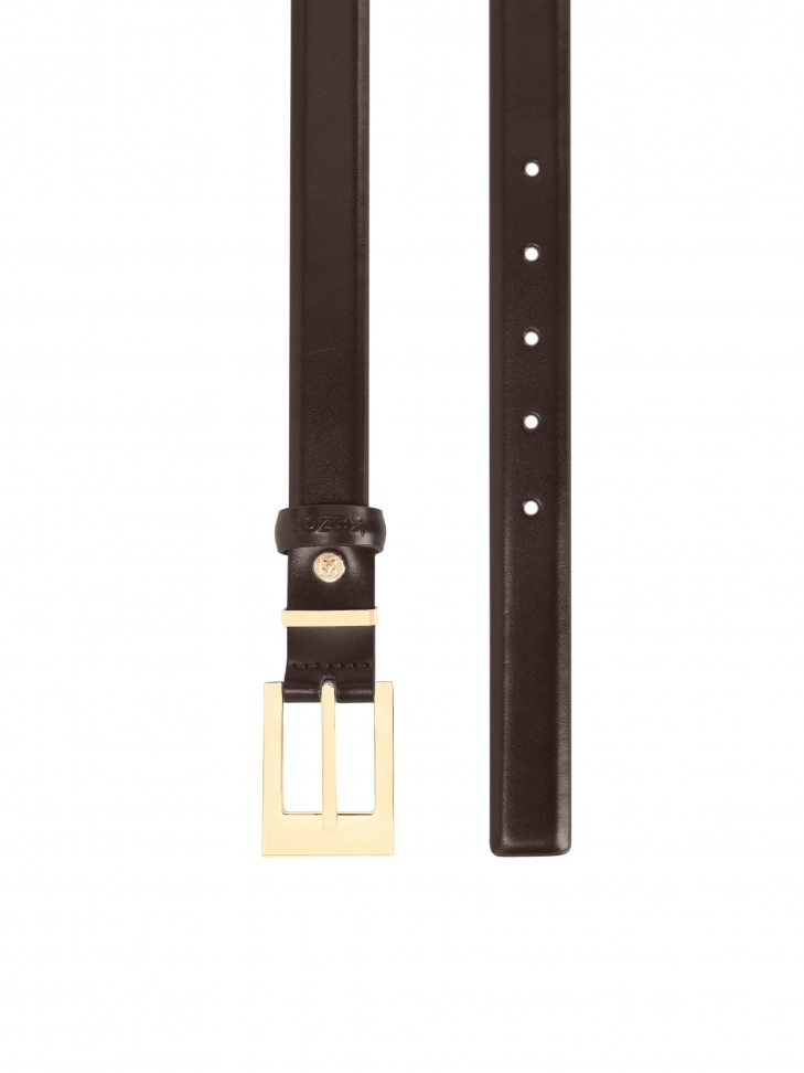 Cintura in pelle marrone scuro con fibbia dorata AGUADA