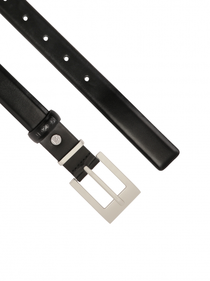 Cintura in pelle nera con fibbia argentata AGUADA