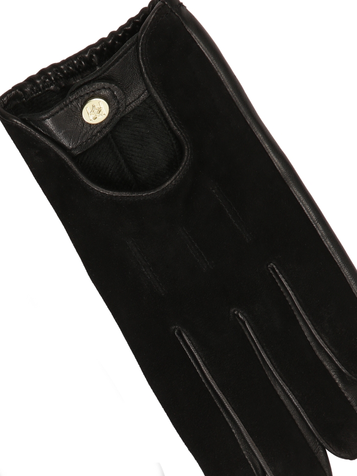 Guanti neri in due tipi di pelle GALLIA