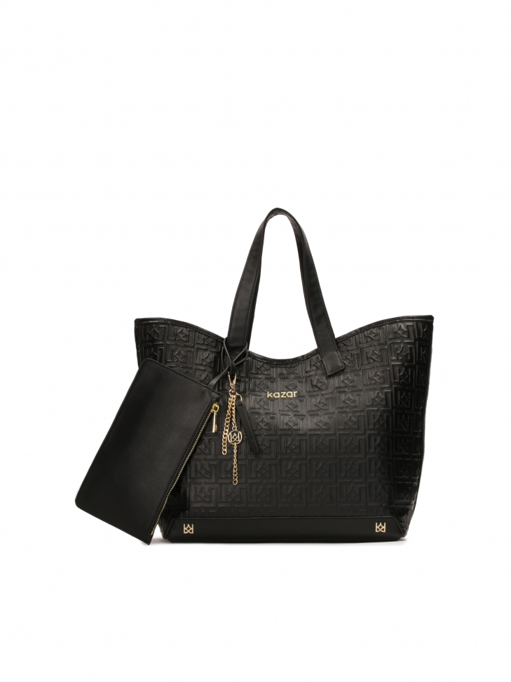 Borsa a tracolla nera con custodia e portachiavi SARAH