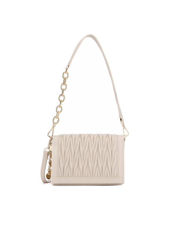 Borsa in pelle con drappeggio decorativo sulla patta JONNA