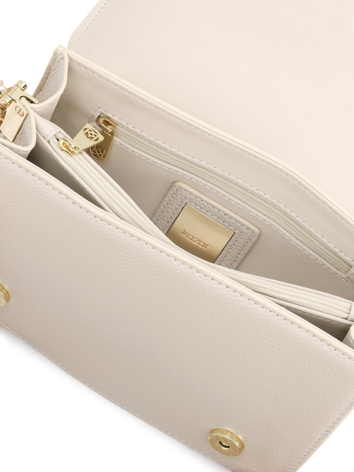 Borsa in pelle con drappeggio decorativo sulla patta JONNA