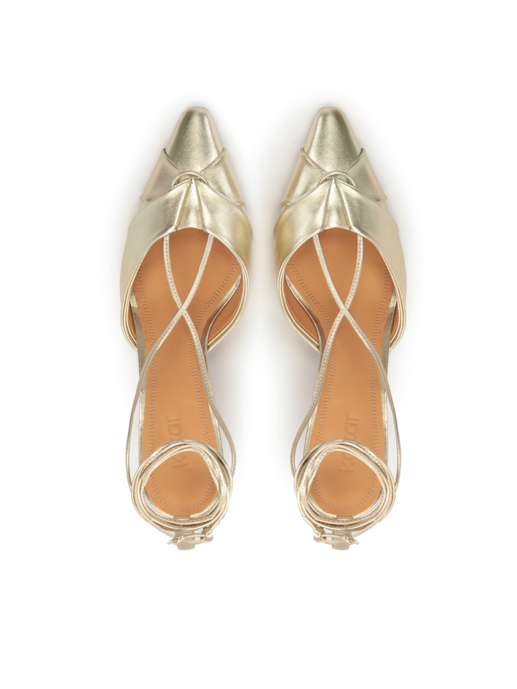 Décolleté con tacco aperto di colore oro KIRA