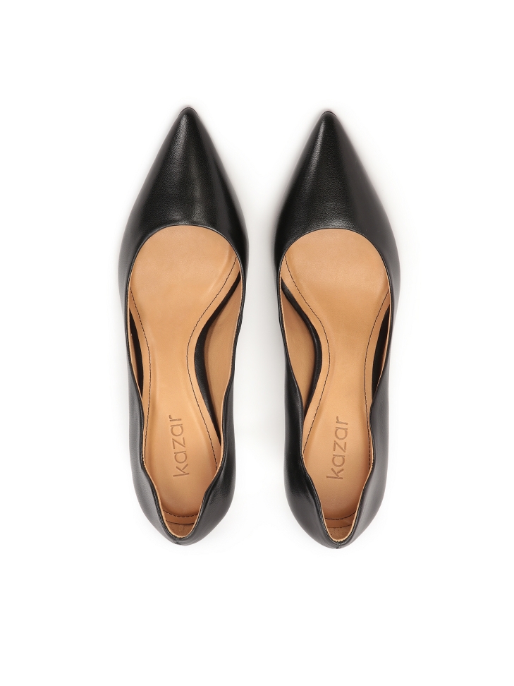 Décolleté in pelle nera con tomaia ondulata NEW PARIS