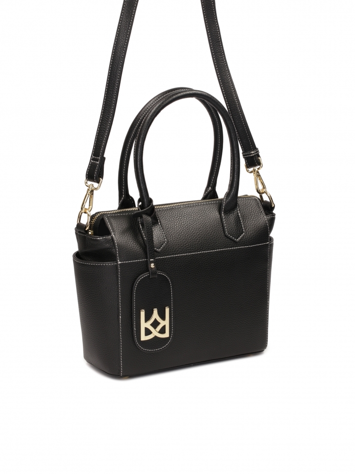 Borsa nera con cuciture bianche a contrasto NELLIE