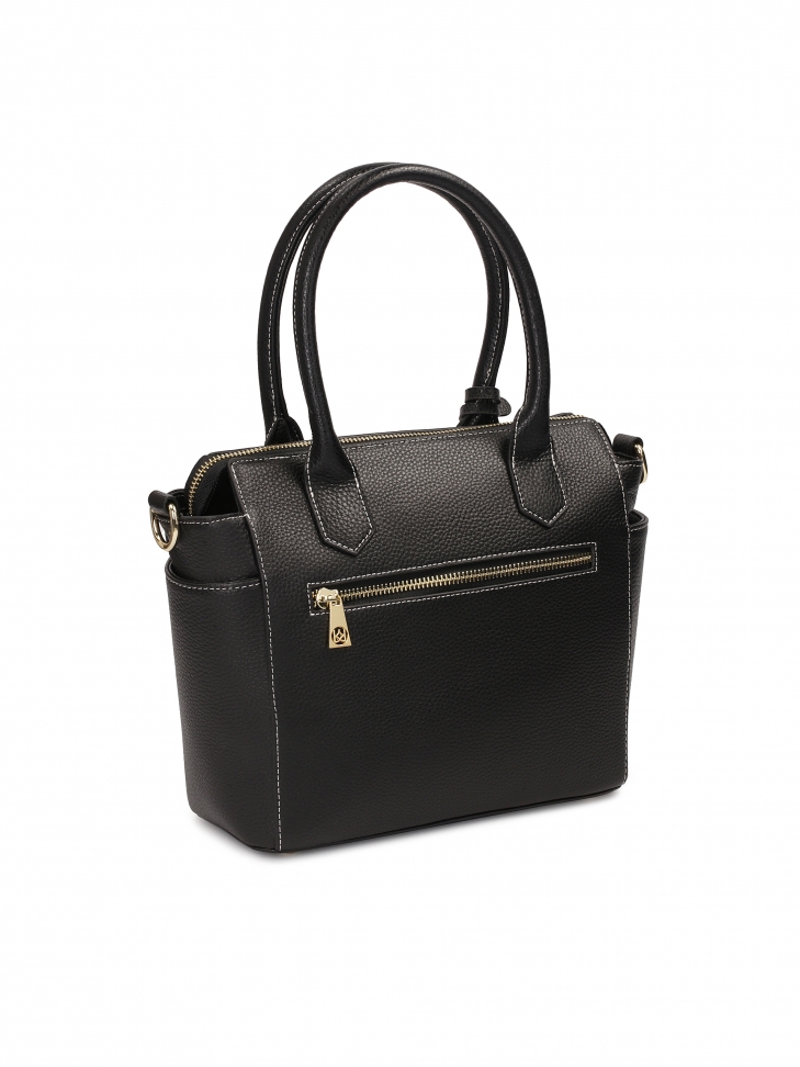 Borsa nera con cuciture bianche a contrasto NELLIE