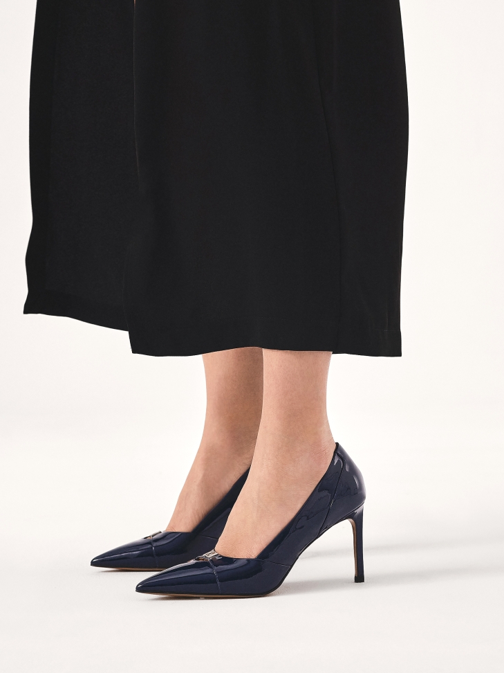 Décolleté con tacco in vernice blu navy FELICIA