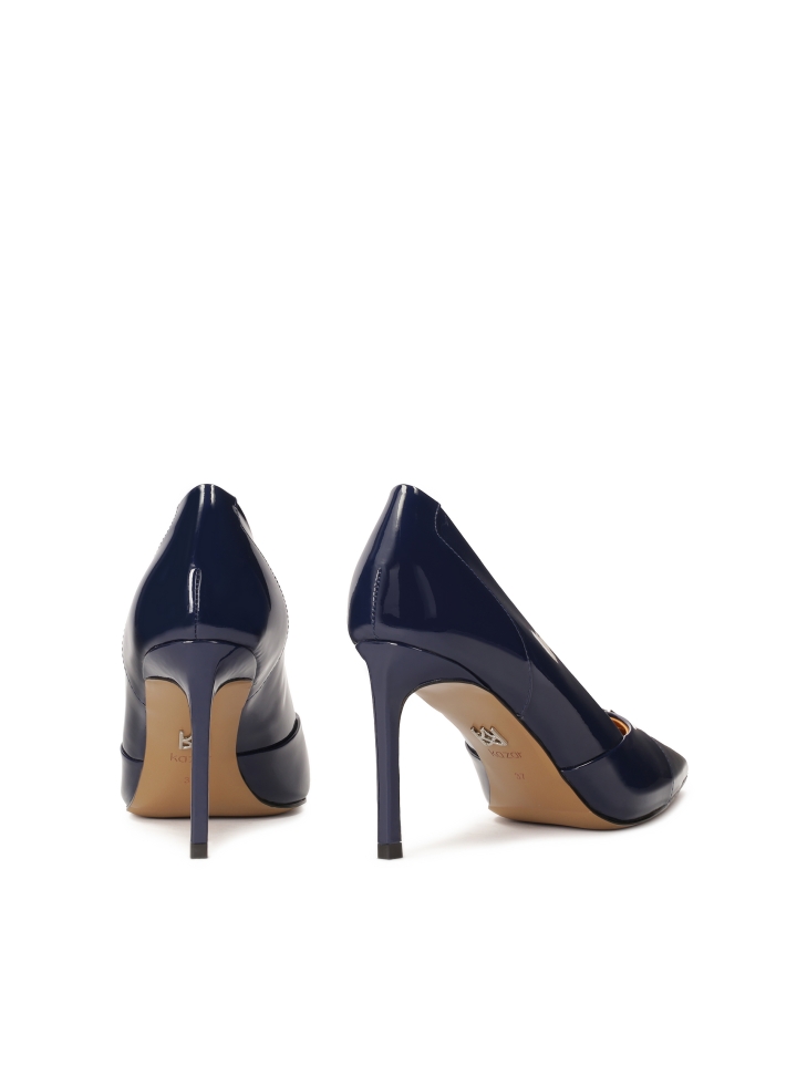 Décolleté con tacco in vernice blu navy FELICIA