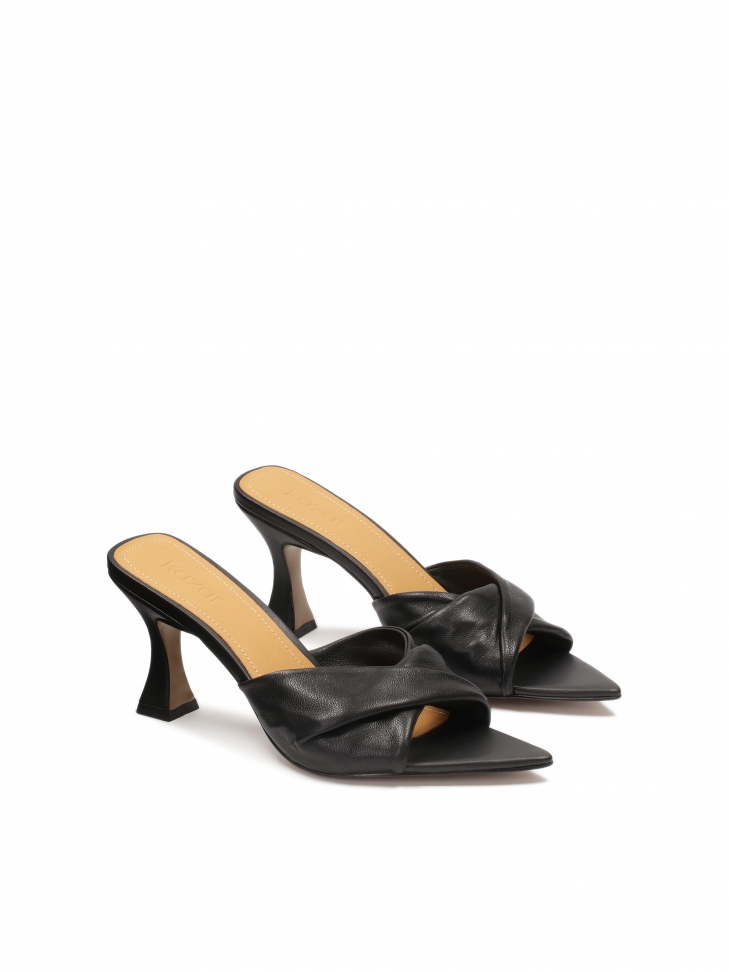 Mules a punta in pelle nera  ALIA