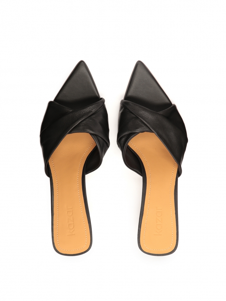 Mules a punta in pelle nera  ALIA