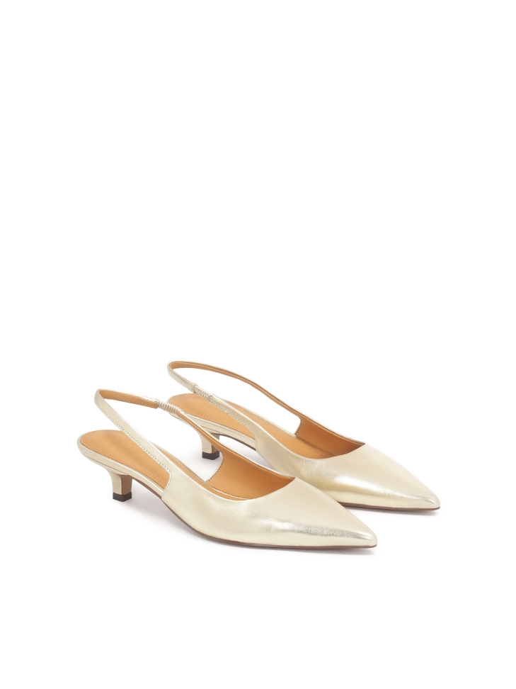 Décolleté open-toe dorate con tacco gattino  IRIA