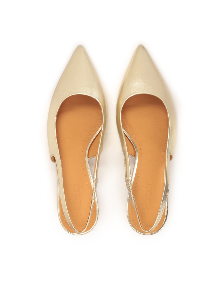 Décolleté open-toe dorate con tacco gattino  IRIA