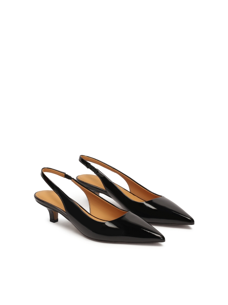 Décolleté con tacco basso in vernice nera IRIA