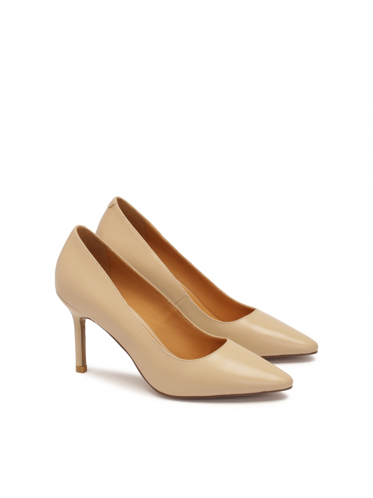 Décolleté minimaliste in pelle beige  GRACIA