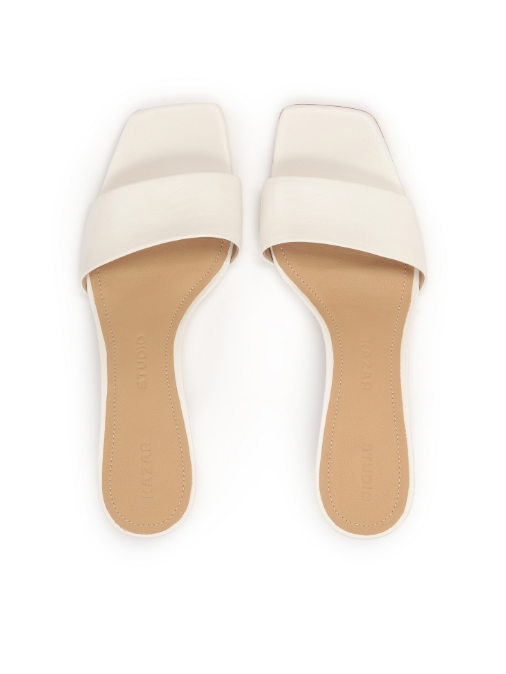 Muli bianchi minimalisti con tacco alla moda ARUBA