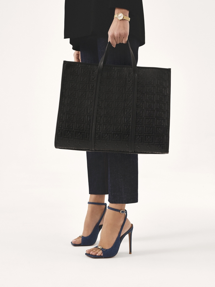 Sandali con tacco in tessuto denim blu FLAME