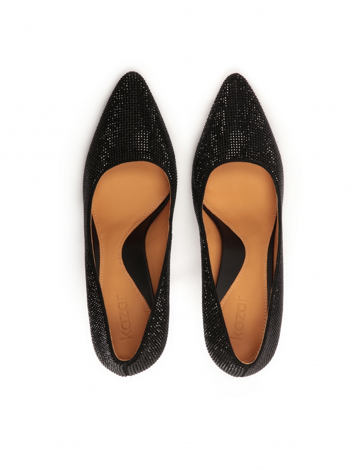 Décolleté nere con tacco a spillo e cristalli  GIULIA