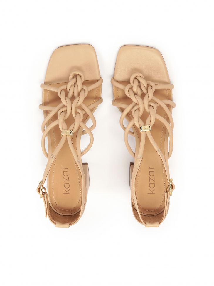 Sandali infradito in pelle con tacco posticcio AMBER