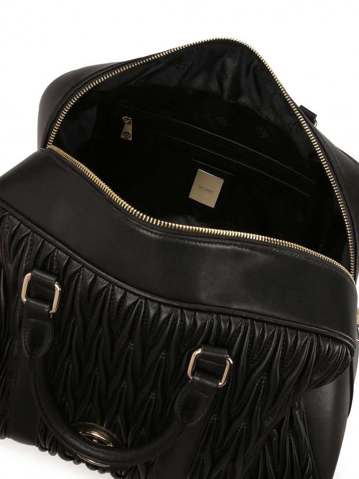 Borsa da viaggio in morbida pelle trapuntata nera TRIP