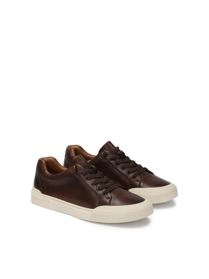 Sneakers da uomo in pelle marrone RAFAC