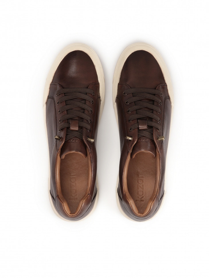 Sneakers da uomo in pelle marrone RAFAC
