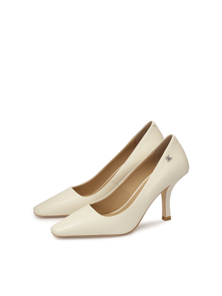 Classici tacchi a spillo in pelle pieno fiore color crema  ARIELLE