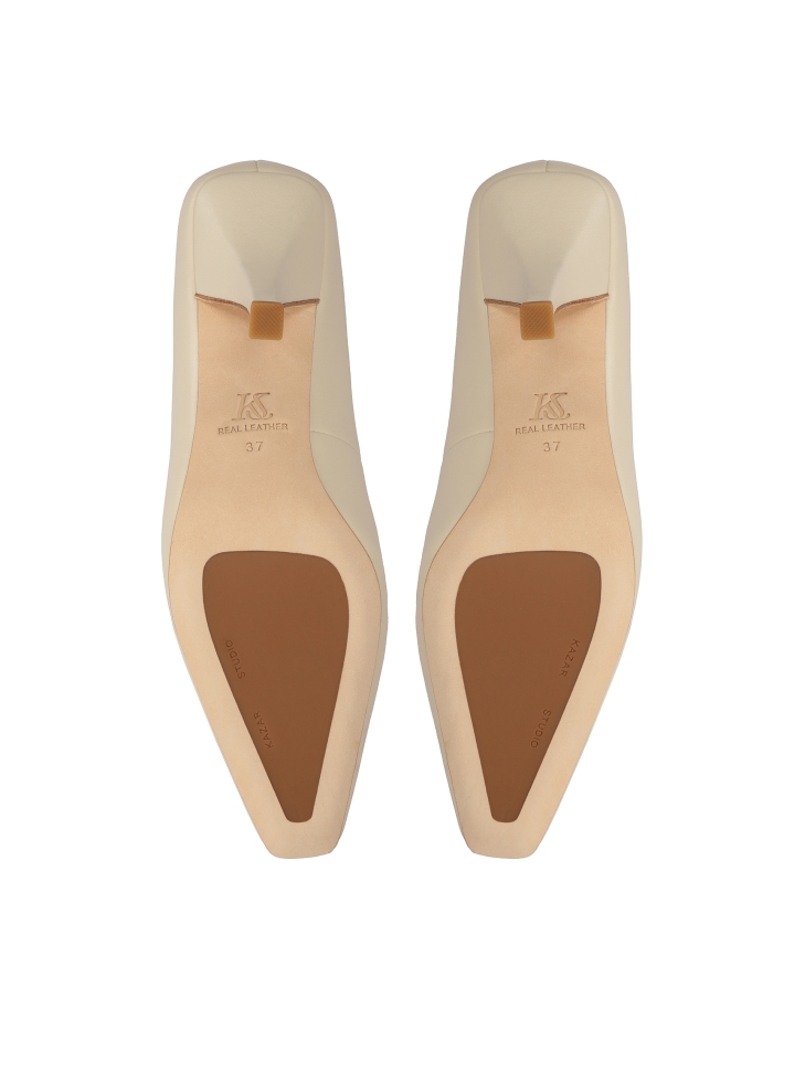 Classici tacchi a spillo in pelle pieno fiore color crema  ARIELLE