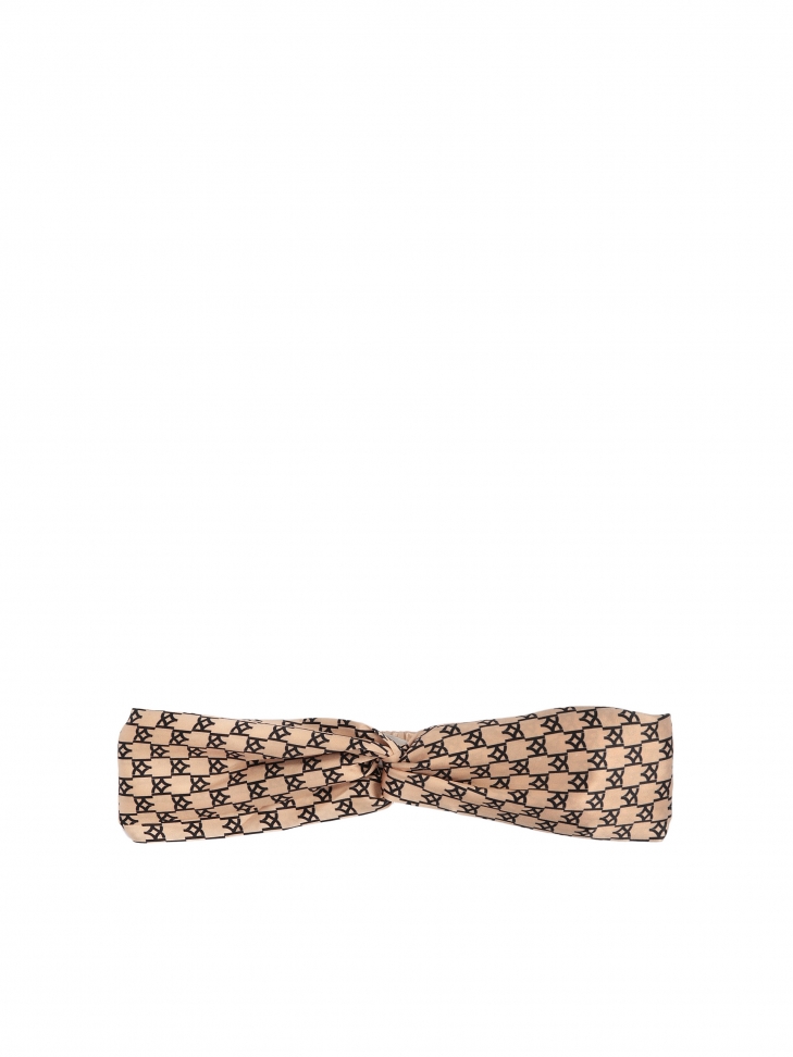 Cerchietto in raso di seta beige GENEVA