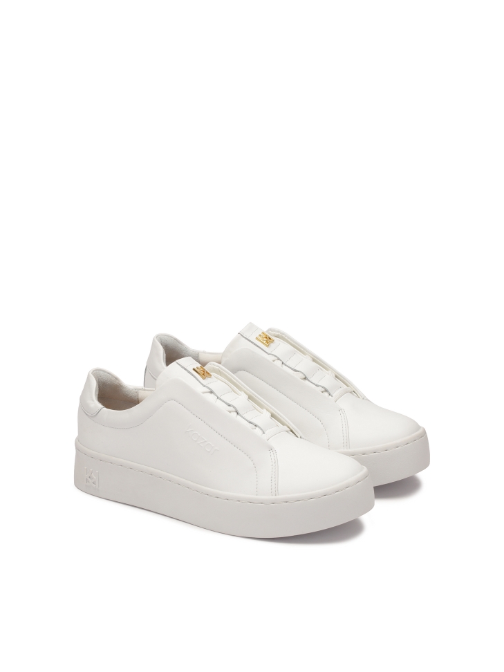 Sneakers bianche con manici in pizzo rivestiti MALIA