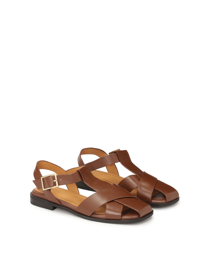 Sandali marroni con cinturino sul davanti MANORI