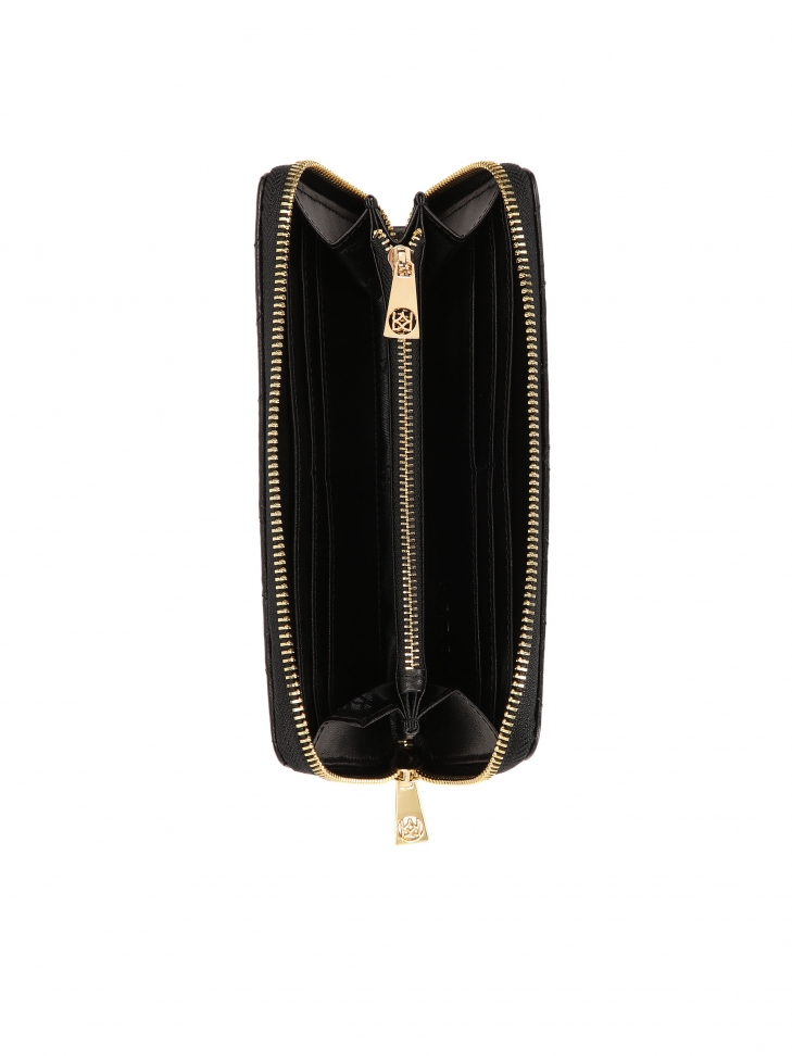 Portafoglio in pelle nera con cerniera CERRA