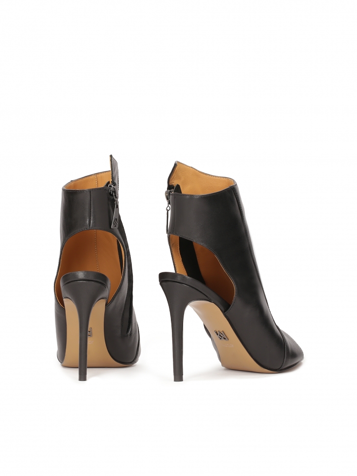 Stivali peep toe in pelle nera AUDE