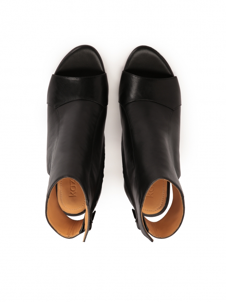 Stivali peep toe in pelle nera AUDE