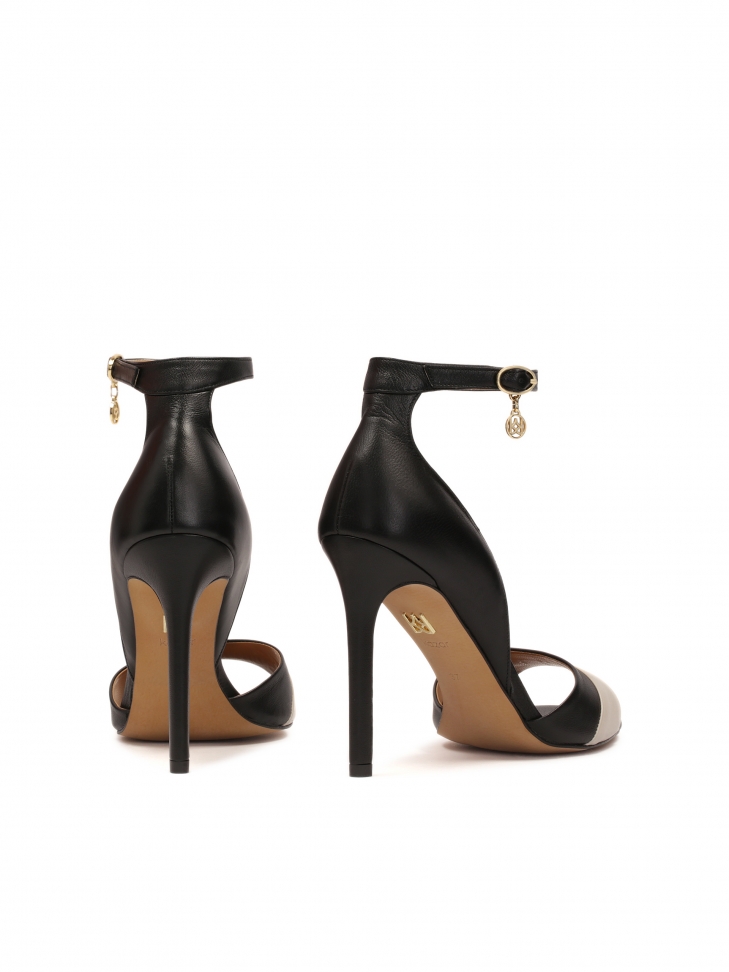 Sandali con tacco neri e beige DUNA