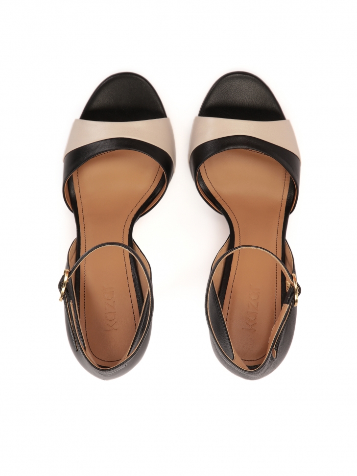 Sandali con tacco neri e beige DUNA