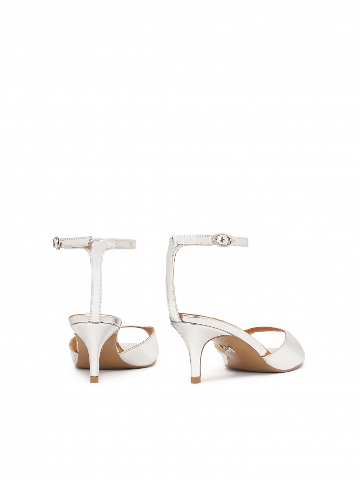 Sandali argentati con cinturino sul tallone LUCIA