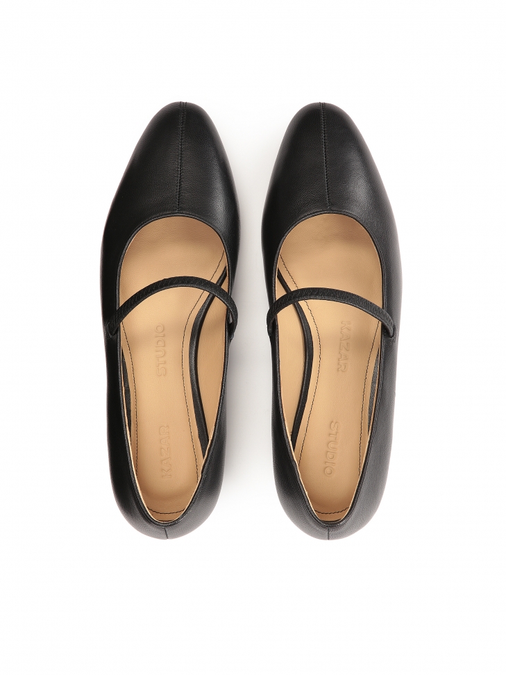 Ballerine in pelle nera con cinturino FEYZA