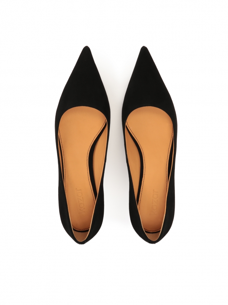 Décolleté minimal in camoscio nero SYNTHIA