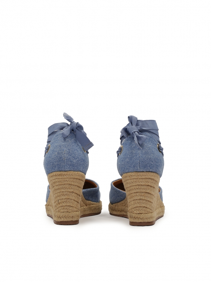 Sandali blu con nodo e tacco a zeppa MANILA