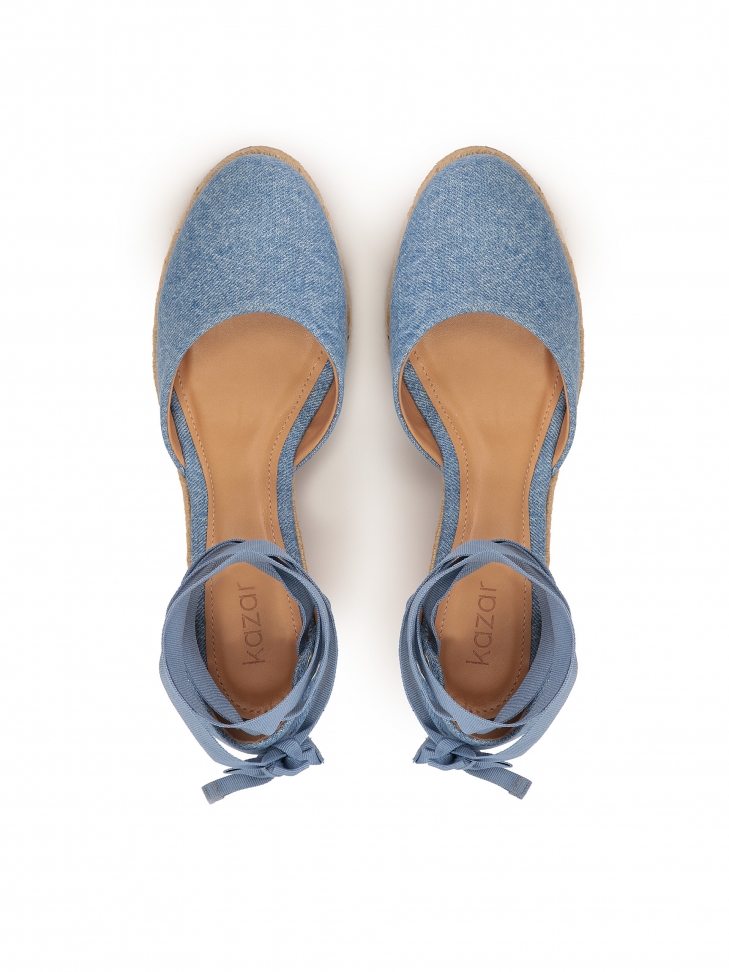 Sandali blu con nodo e tacco a zeppa MANILA